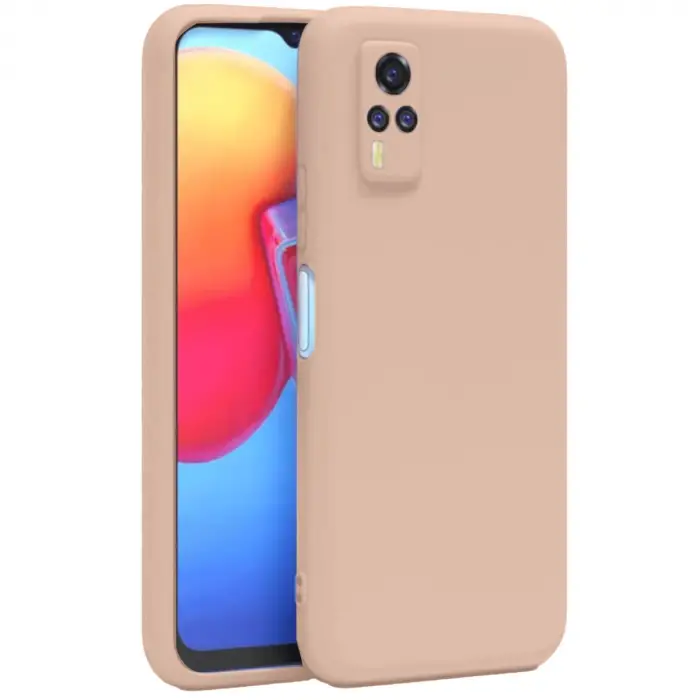 Vivo Y53s Kılıf Nano İçi Kadife Silikon - Pudra