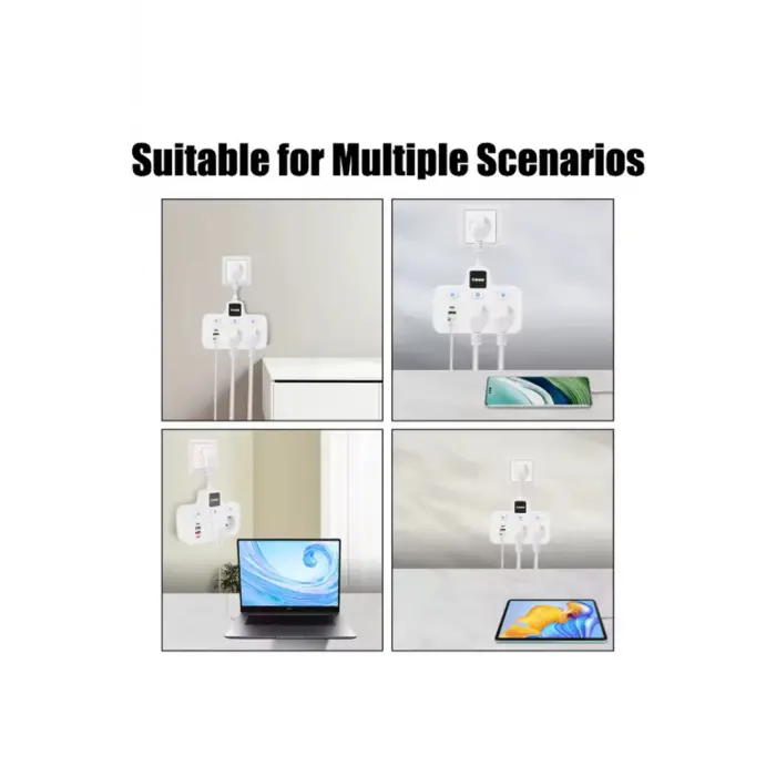 Vtn-503 Akım Korumalı Duvar Tipi Priz 2x Usb 2x Priz Typce 20w