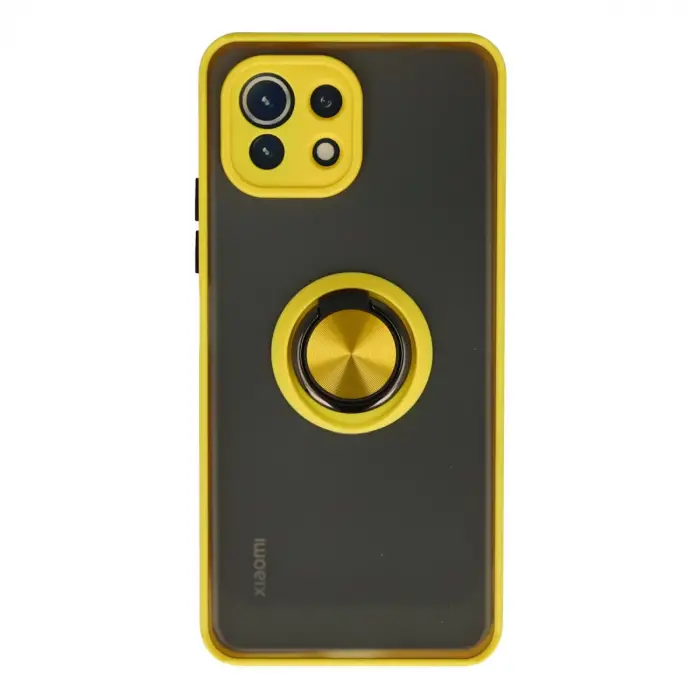 Xiaomi Mi 11 Lite Kılıf Montreal Yüzüklü Silikon Kapak - Sarı