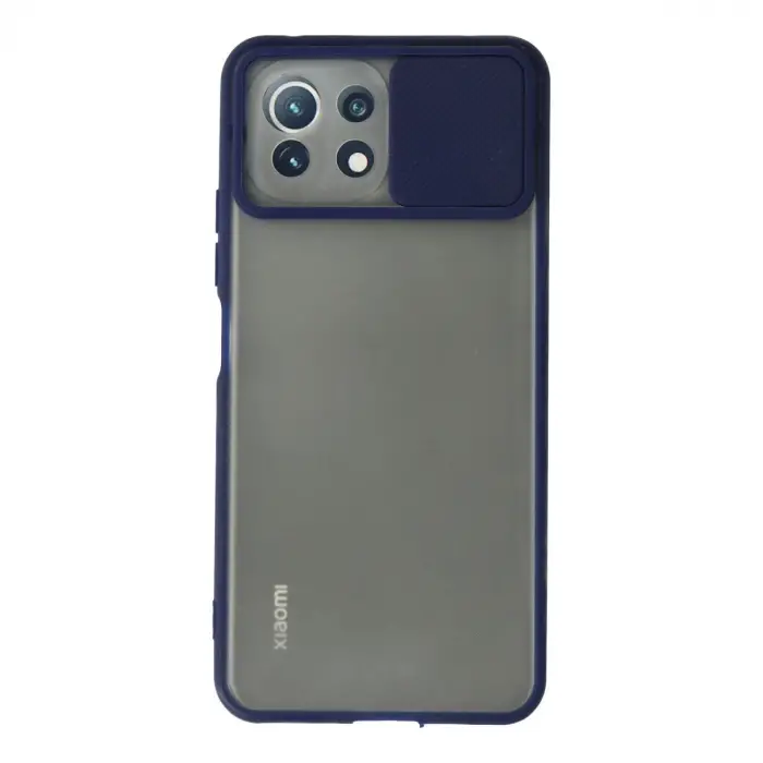 Xiaomi Mi 11 Lite Kılıf Palm Buzlu Kamera Sürgülü Silikon - Lacivert