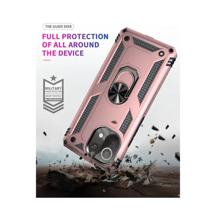 Xiaomi Mi 11 Lite Kılıf Sofya Yüzüklü Silikon Kapak - Rose