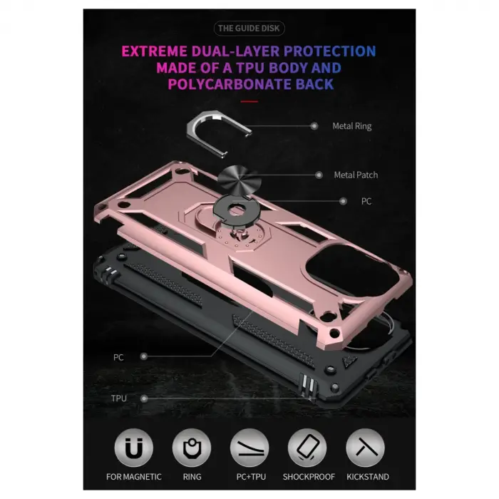 Xiaomi Mi 11 Lite Kılıf Sofya Yüzüklü Silikon Kapak - Rose