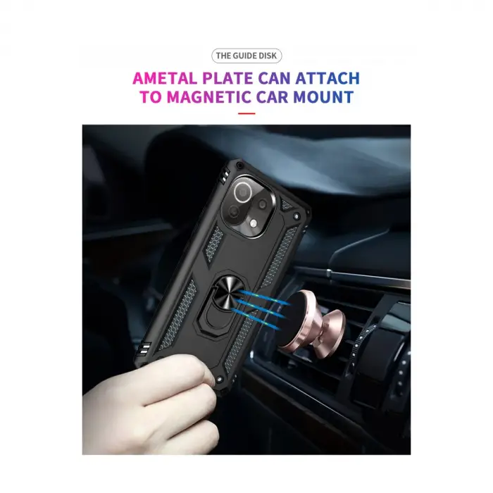 Xiaomi Mi 11 Lite Kılıf Sofya Yüzüklü Silikon Kapak - Siyah