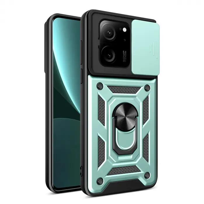 Xiaomi Mi 13t Pro Kılıf Pars Lens Yüzüklü Silikon - Yeşil