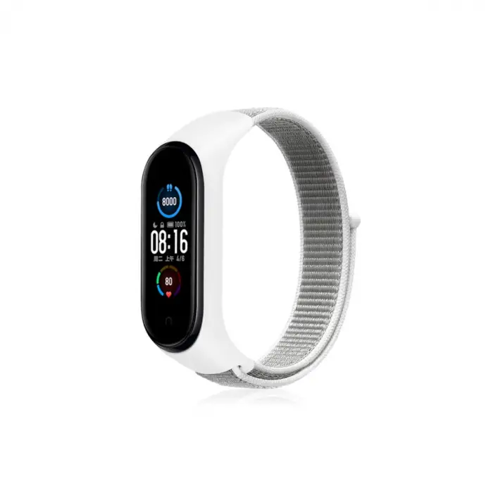 Xiaomi Mi Band 4 Hasırlı Cırtcırtlı Kordon - Beyaz