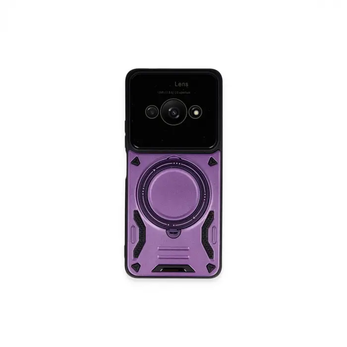 Xiaomi Poco C61 Kılıf Joy Lens Standlı Kapak - Mor