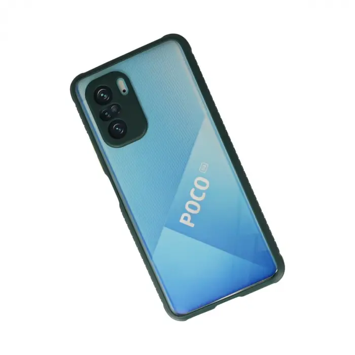 Xiaomi Poco F3 Kılıf Miami Şeffaf Silikon - Koyu Yeşil