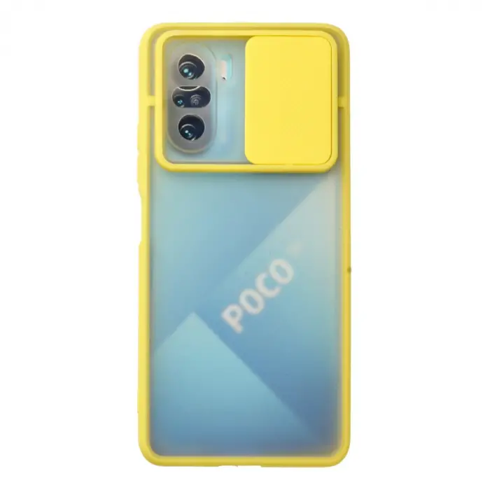 Xiaomi Poco F3 Kılıf Palm Buzlu Kamera Sürgülü Silikon - Sarı