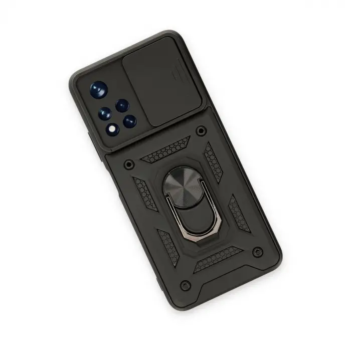 Xiaomi Poco M4 Pro 5g Kılıf Pars Lens Yüzüklü Silikon - Siyah
