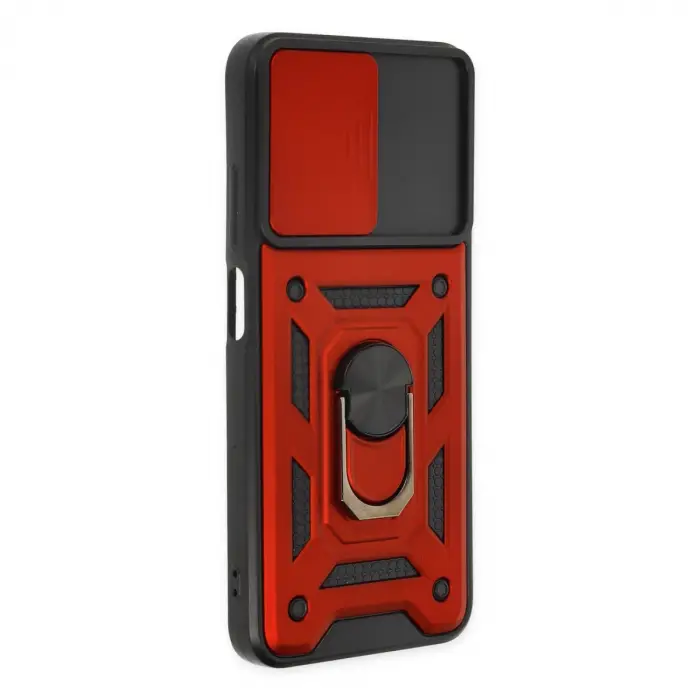 Xiaomi Poco M5 Kılıf Pars Lens Yüzüklü Silikon - Kırmızı