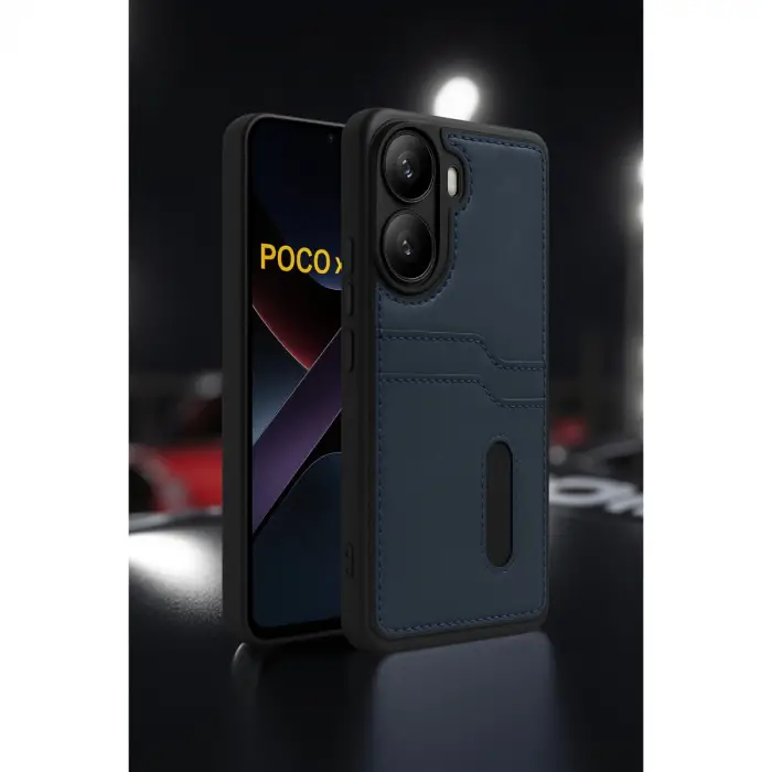 Xiaomi Poco X7 Pro Kılıf Sara Kartvizitli Deri Kılıf - Siyah