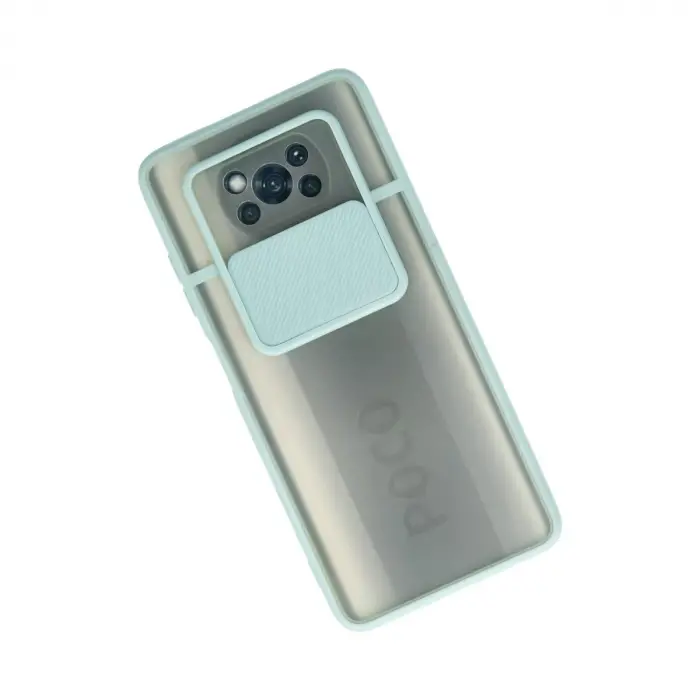 Xiaomi Pocophone X3 Kılıf Palm Buzlu Kamera Sürgülü Silikon - Turkuaz