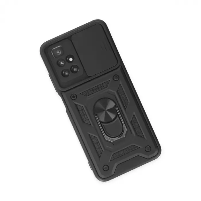 Xiaomi Redmi 10 2022 Kılıf Pars Lens Yüzüklü Silikon - Siyah