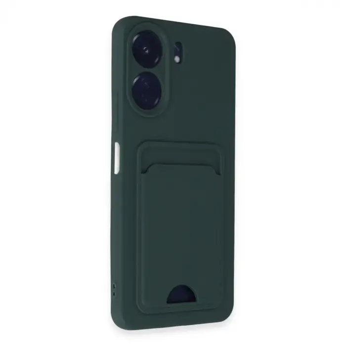 Xiaomi Redmi 13c Kılıf Kelvin Kartvizitli Silikon - Koyu Yeşil