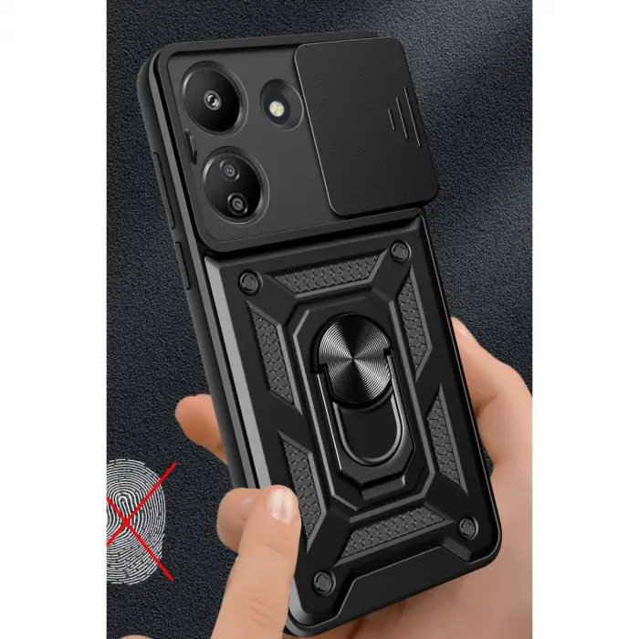 Xiaomi Redmi 13c Kılıf Pars Lens Yüzüklü Silikon - Lacivert