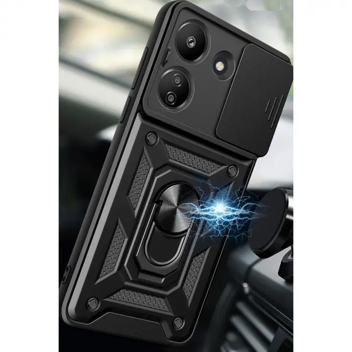 Xiaomi Redmi 13c Kılıf Pars Lens Yüzüklü Silikon - Lacivert