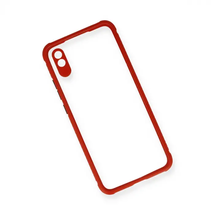 Xiaomi Redmi 9a Kılıf Miami Şeffaf Silikon - Kırmızı