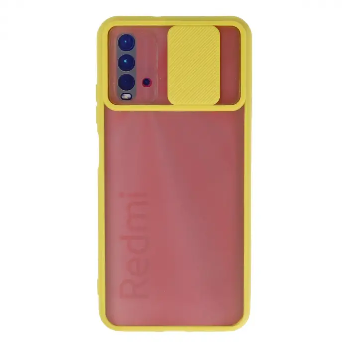 Xiaomi Redmi 9t Kılıf Palm Buzlu Kamera Sürgülü Silikon - Sarı