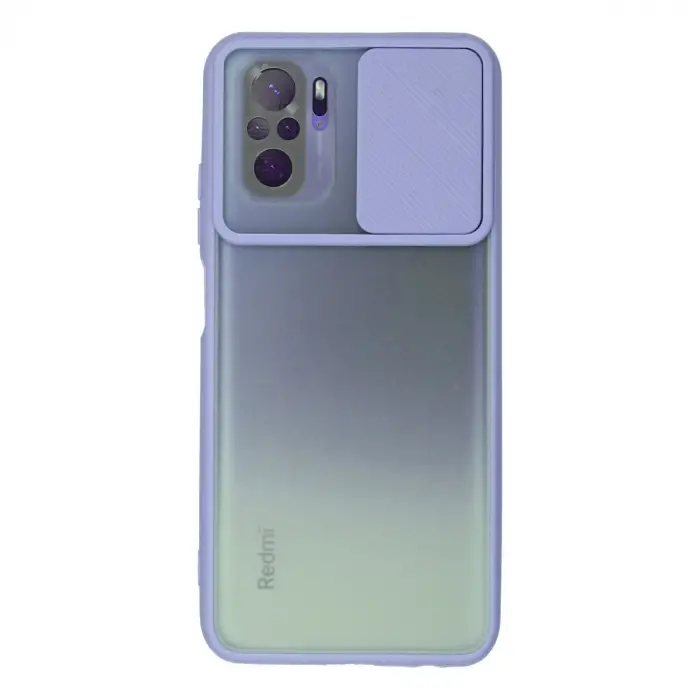 Xiaomi Redmi Note 10 Kılıf Palm Buzlu Kamera Sürgülü Silikon - Lila
