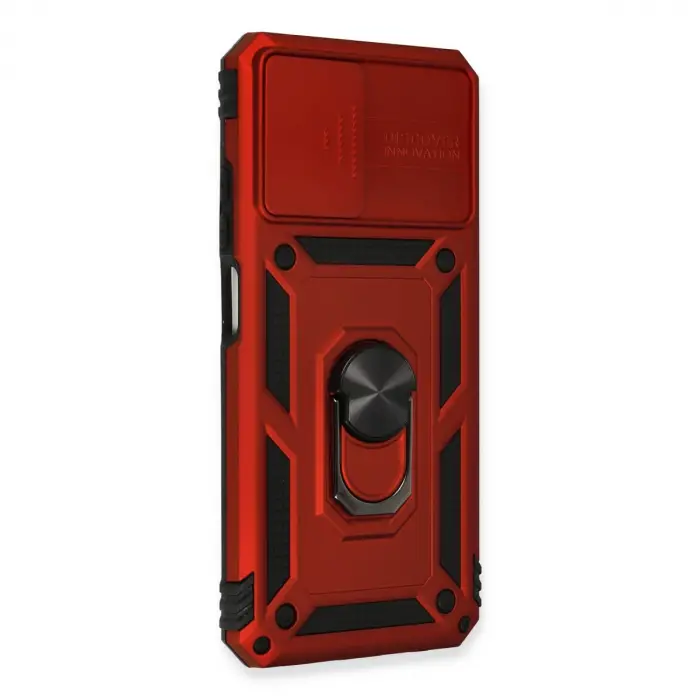 Xiaomi Redmi Note 10 Kılıf Pars Lens Yüzüklü Silikon - Kırmızı