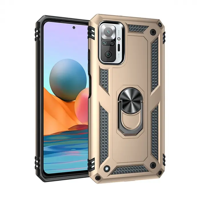 Xiaomi Redmi Note 10 Pro Kılıf Sofya Yüzüklü Silikon Kapak - Gold