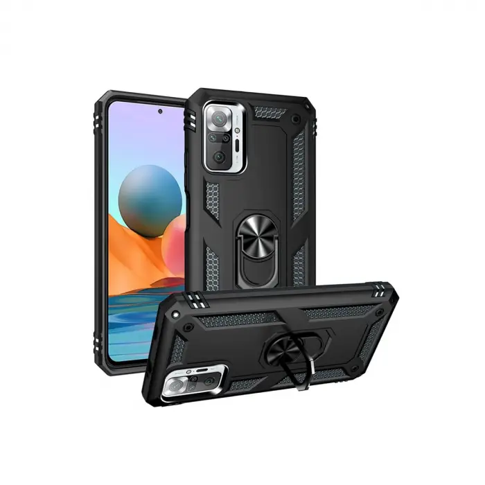 Xiaomi Redmi Note 10 Pro Kılıf Sofya Yüzüklü Silikon Kapak - Siyah