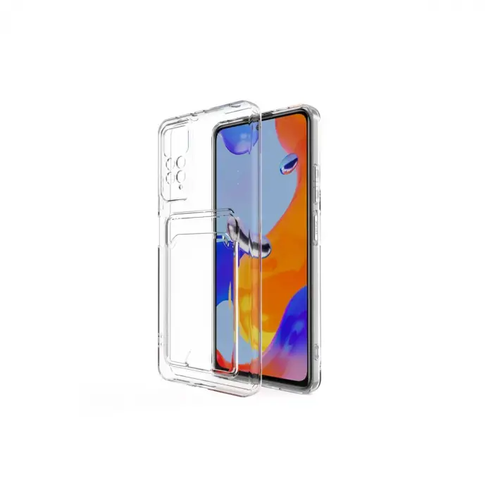 Xiaomi Redmi Note 11 Kılıf Kart Şeffaf Silikon - Şeffaf