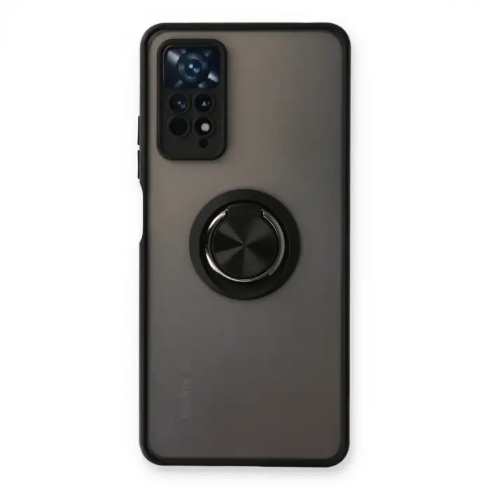 Xiaomi Redmi Note 11 Pro Kılıf Montreal Yüzüklü Silikon Kapak - Siyah