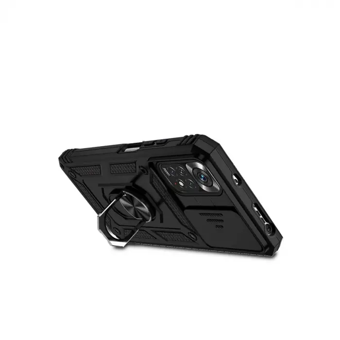 Xiaomi Redmi Note 11 Pro Kılıf Pars Lens Yüzüklü Silikon - Siyah