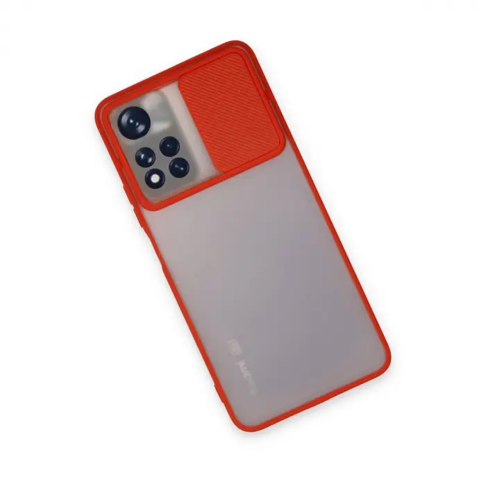 Xiaomi Redmi Note 11 Pro Plus 5g Kılıf Palm Buzlu Kamera Sürgülü Silikon - Kırmızı
