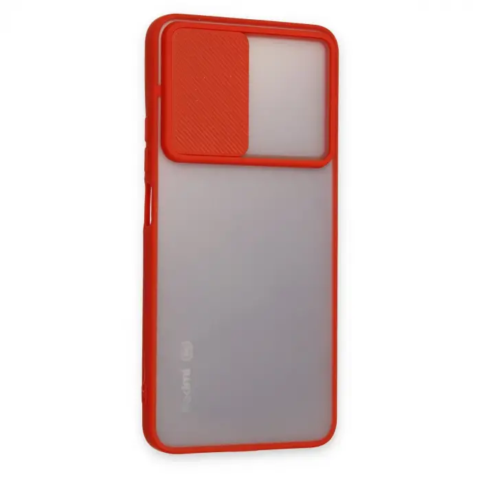 Xiaomi Redmi Note 11t Kılıf Palm Buzlu Kamera Sürgülü Silikon - Kırmızı