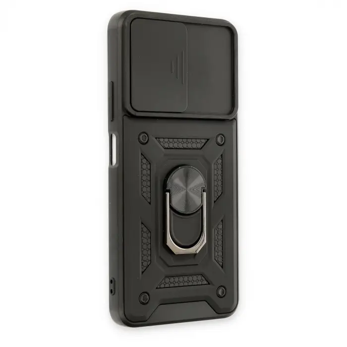 Xiaomi Redmi Note 11t Kılıf Pars Lens Yüzüklü Silikon - Siyah