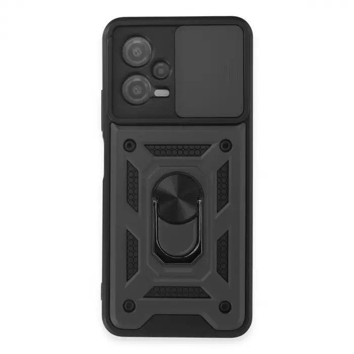 Xiaomi Redmi Note 12 5g Kılıf Pars Lens Yüzüklü Silikon - Siyah