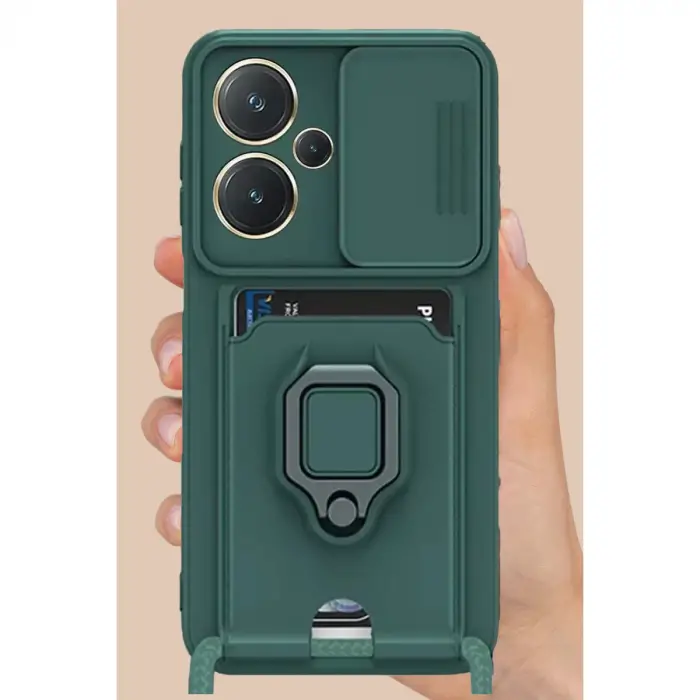 Xiaomi Redmi Note 13 Pro Plus Kılıf Zuma Kartvizitli Yüzüklü Silikon - Siyah