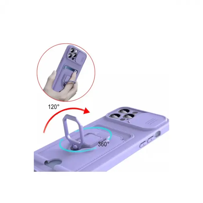 Xiaomi Redmi Note 13 Pro Plus Kılıf Zuma Kartvizitli Yüzüklü Silikon - Siyah