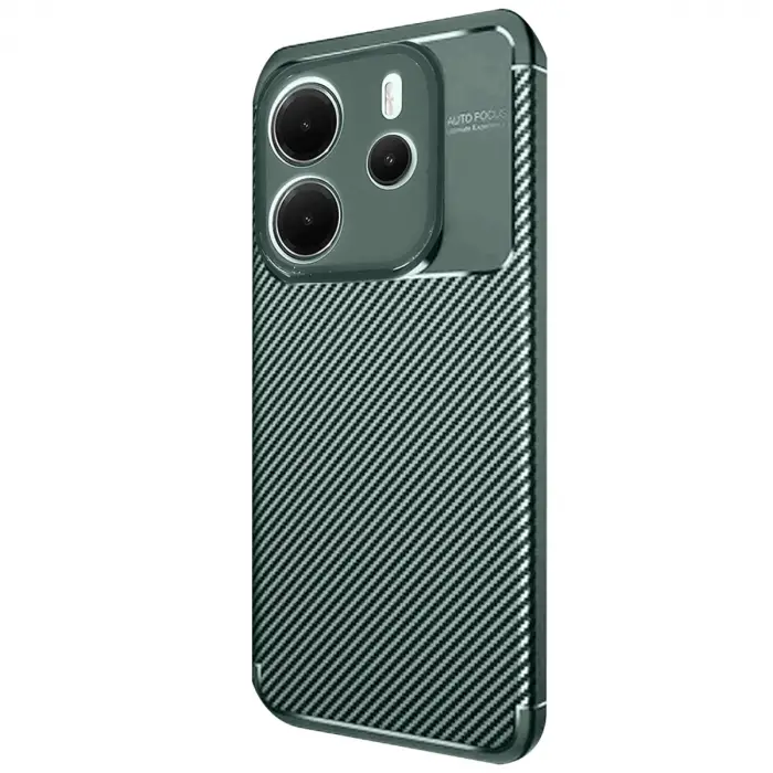 Xiaomi Redmi Note 14 4g Kılıf Auto Focus Karbon Kapak - Koyu Yeşil