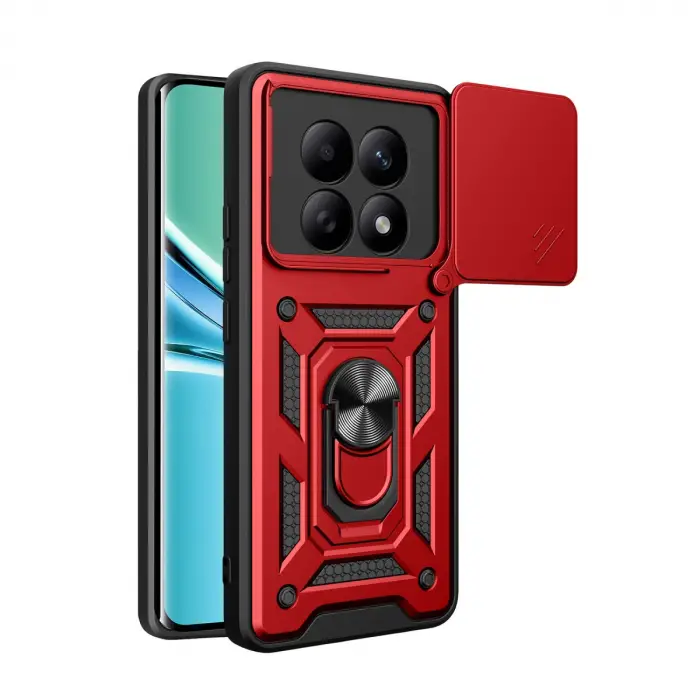 Xiaomi Redmi Note 15 4g Pars Lens Yüzüklü Silikon - Kırmızı