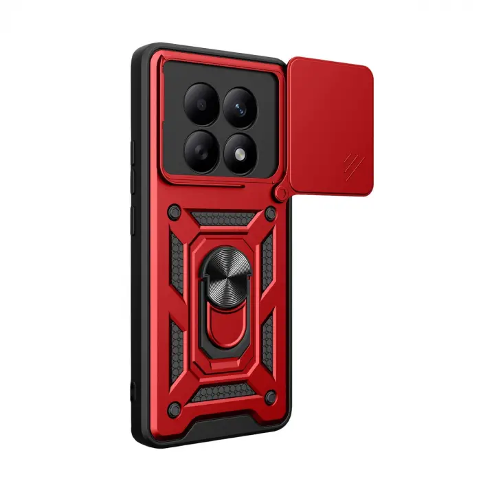 Xiaomi Redmi Note 15 4g Pars Lens Yüzüklü Silikon - Kırmızı