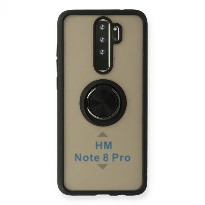 Xiaomi Redmi Note 8 Pro Kılıf Montreal Yüzüklü Silikon Kapak - Siyah