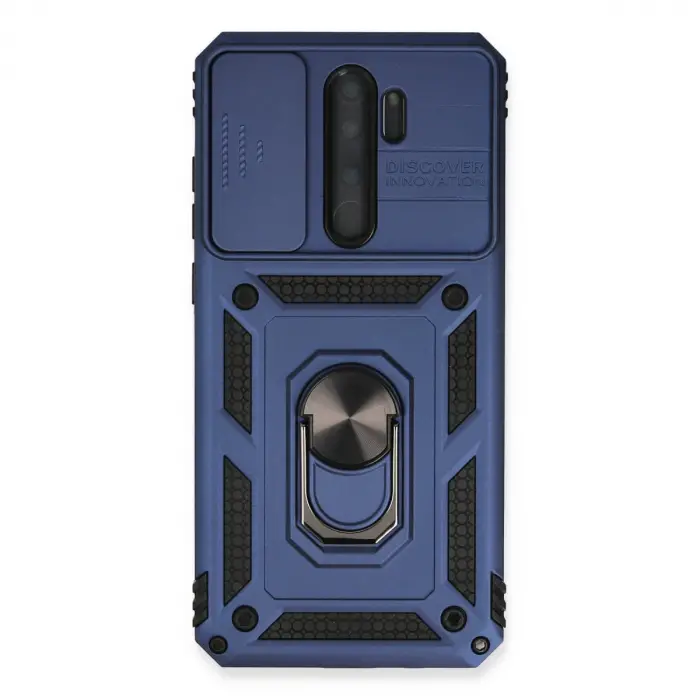 Xiaomi Redmi Note 8 Pro Kılıf Pars Lens Yüzüklü Silikon - Lacivert