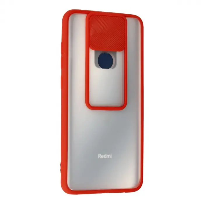 Xiaomi Redmi Note 9 Kılıf Palm Buzlu Kamera Sürgülü Silikon - Kırmızı