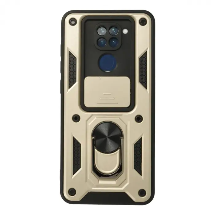 Xiaomi Redmi Note 9 Kılıf Pars Lens Yüzüklü Silikon - Gold