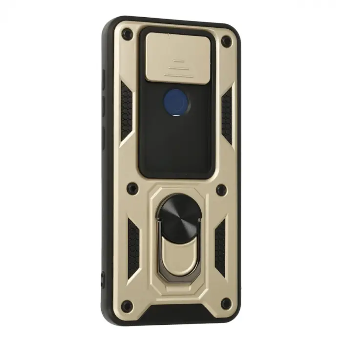 Xiaomi Redmi Note 9 Kılıf Pars Lens Yüzüklü Silikon - Gold