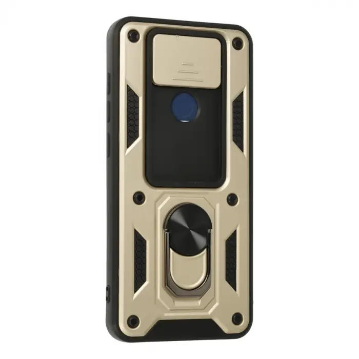 Xiaomi Redmi Note 9 Kılıf Pars Lens Yüzüklü Silikon - Gold