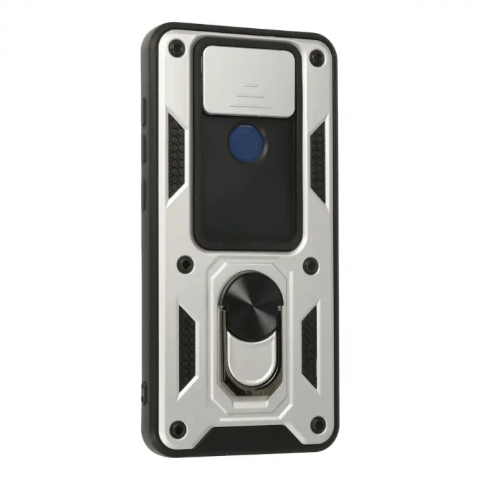 Xiaomi Redmi Note 9 Kılıf Pars Lens Yüzüklü Silikon - Gümüş