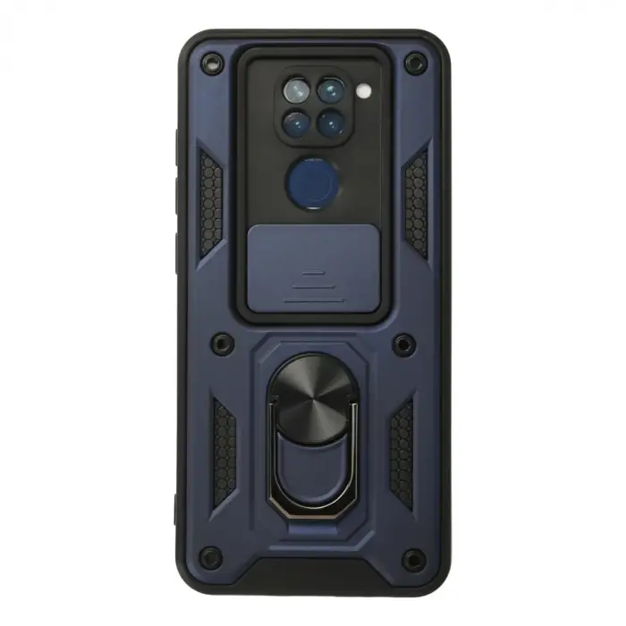 Xiaomi Redmi Note 9 Kılıf Pars Lens Yüzüklü Silikon - Lacivert
