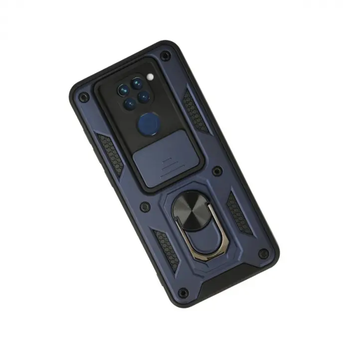 Xiaomi Redmi Note 9 Kılıf Pars Lens Yüzüklü Silikon - Lacivert