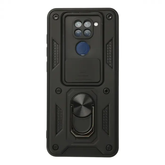 Xiaomi Redmi Note 9 Kılıf Pars Lens Yüzüklü Silikon - Siyah