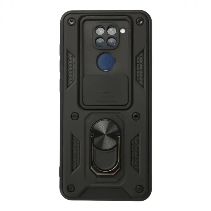 Xiaomi Redmi Note 9 Kılıf Pars Lens Yüzüklü Silikon - Siyah