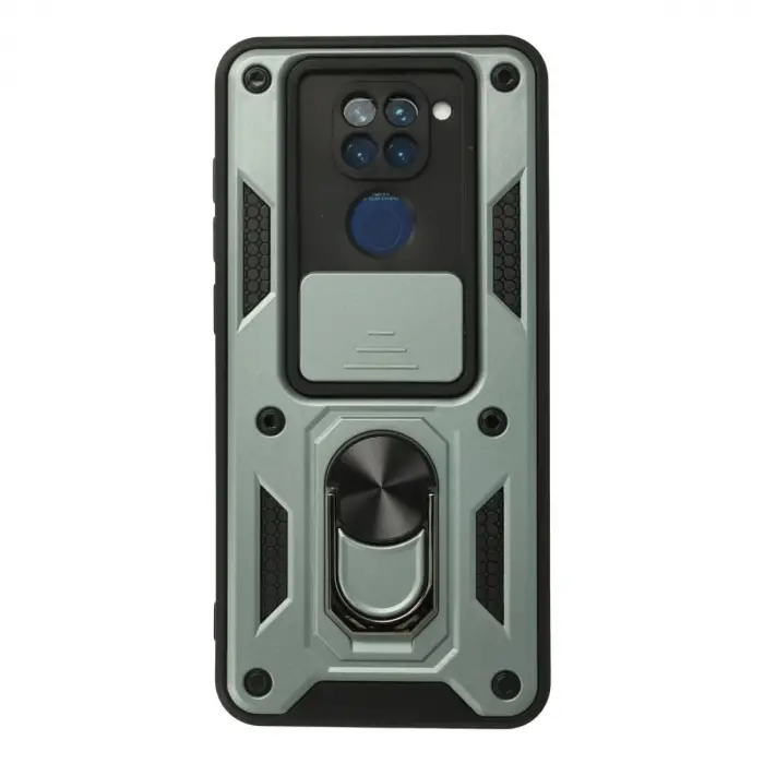 Xiaomi Redmi Note 9 Kılıf Pars Lens Yüzüklü Silikon - Yeşil